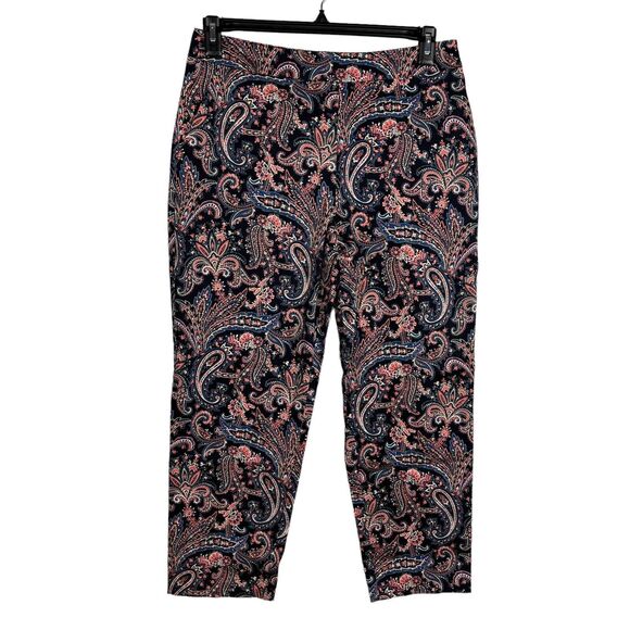 NWT Pendleton Blue & Orange Paisley Print Ankle Pants Women's Size 8 - Picture 1 of 7